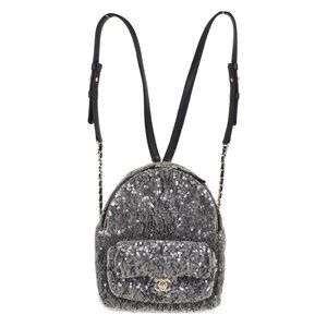Chanel Clear Black Sequins Waterfall Backpack NQ02783